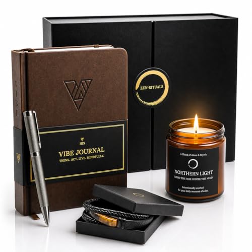 Her Vibe Journal | Ritual Gift Set | 13-Week Guided Mindfulness Journal for Women with Elegant Pen, Vanilla Coconut Candle, & Aventurine Stone Bracelet | Self-Care & Mindful Living | Gift Box