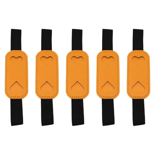 Vynetra 5 astucci per matite con elastici regolabili, in pelle, portapenne, quaderni, organizer per penne con copertina rigida, Giallo