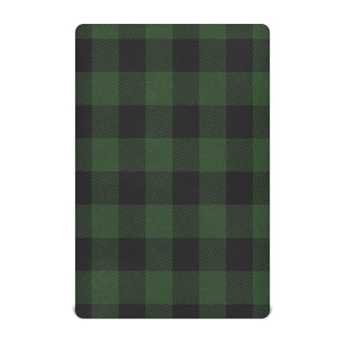 Image of WELLDAY Green Buffalo Plaid Crib Sheets for Boys and Girls, Fitted Baby Crib Sheets Soft and Breathable Mini Crib Sheets 52 X 28 Inches