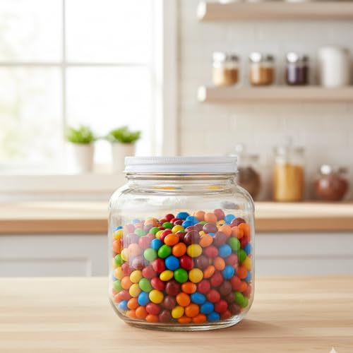 Image of kitchentoolz Half Gallon Glass Large Mason Jar Wide Mouth with Airtight Metal Lid - 1 /2 Gallon Mason Jars - BPA-Free Glass Jar with Lid - Dishwasher Safe Made in USA