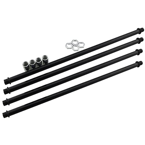 ZCZQC 4 x 300 mm schwarzes gerades Rohr-Lampen-Set mit Kupplungs-Lampenstange (4 x 30,5 cm Lampenstangen, 4 x Kupplungen, 4 x Kontermuttern) Cover