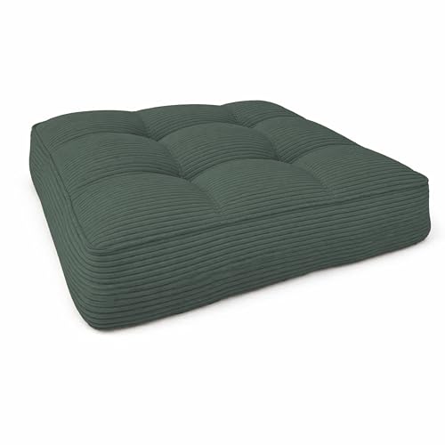 POKAR Coussin de Jardin d'Assise 60x60x10 cm en Velours Côtelé Corduroy | Galette de Chaise pour Fauteuil Rotin et Salon de Jardin | Intérieur et Extérieur |...