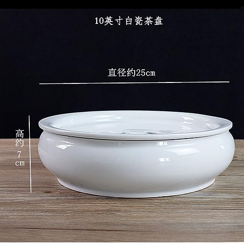 Image of Porcelain Tea Tray, Double-Layer Ceramic Tray Circular for Tea Coffee Serving Table (10 inch White)