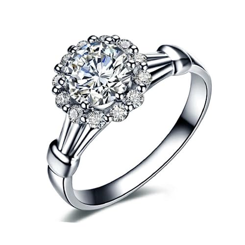 Bague de fiançailles en argent et diamant simulé, cadeau idéal femme