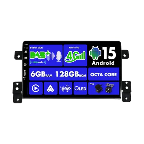 SXAUTO 『Built-in 4G / Dab』Android 15-6G+128G Autoradio pour Suzuki Grand Vitara (2005-2015)- sans Fil Carplay/Android Auto/DSP Caméra + MIC - 9 Pouce 2...