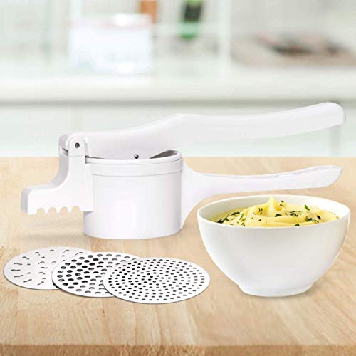 Foto von Kartoffelpresse Kartoffelpresse Ergonomischer Drehgriff Hand für Kartoffelpüree weiß