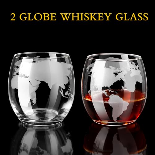 image for VI AI Whiskey Decanter Sets for Men, Whiskey Decanter Globe Set with 2