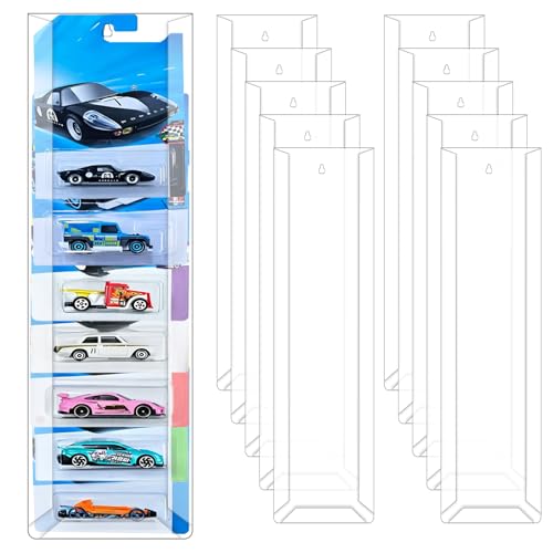 Noviatrix 10 Stück Modellauto-Vitrine Wandmontage Vitrine für Modellautos Wandmontierte Modellauto Aufbewahrungsvitrine Display-Regal Kompatibel mit Match-Box und Hot-Wheels Verpackungen