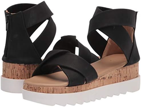 YOKI-AMELIA-30 Women's Platform Open Toe Casual Flatform Sandal With Criss Cross Ankle Straps, Black, 10 M US | Image 6