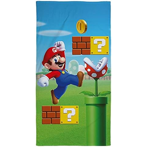 Super Mario Badetuch Maker 75cm x 150cm 100% Baumwolle Velours-Qualität Strandlaken Strandtuch Handtuch Badelaken Saunatuch Luigi Peach Bowser Yoshi Toad Wario Buu Huu Rosalina pass. zur Bettwäsche Cover