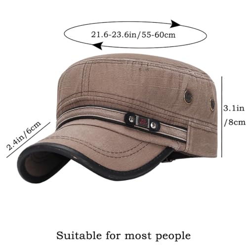 Image of Cadet Army Hat 2 Pieces Flat Top Cap Unisex Military Hat for Women Men