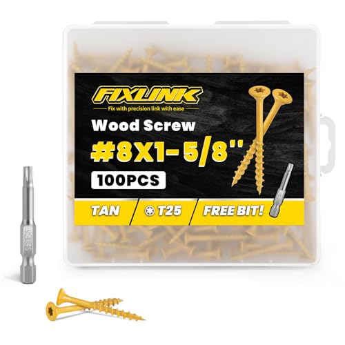 Wood Screws 1-5/8 Inch, FIXLINK Deck Screws #8 x 1-5/8