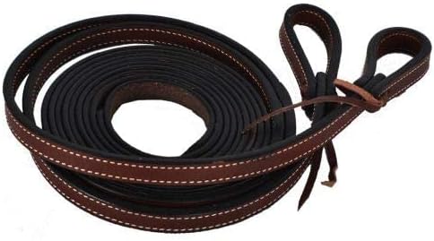 Showman 8' Dark Brown Leather Split Reins w/Leather Tie Bit Loops