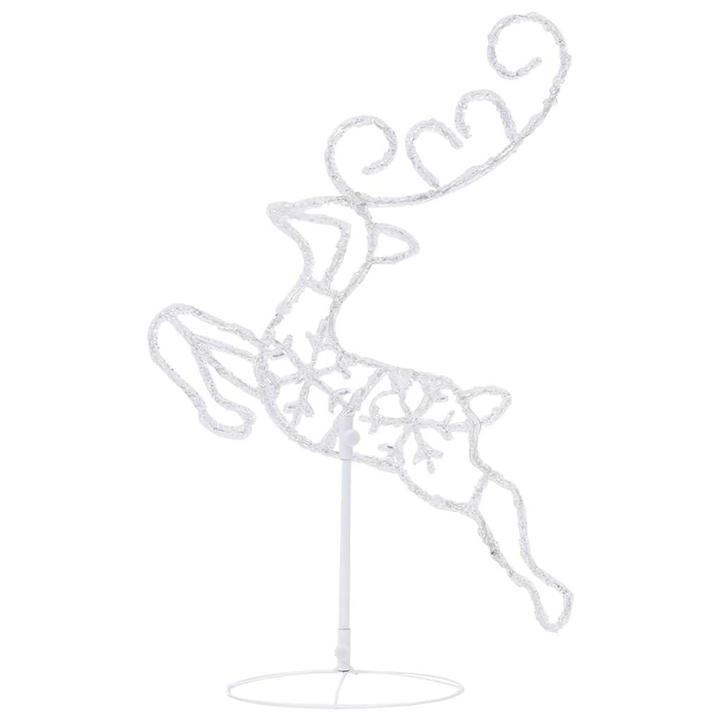 Renne e slitta LED natalizie in acrilico, bianco, 260 x 21 x 87 cm