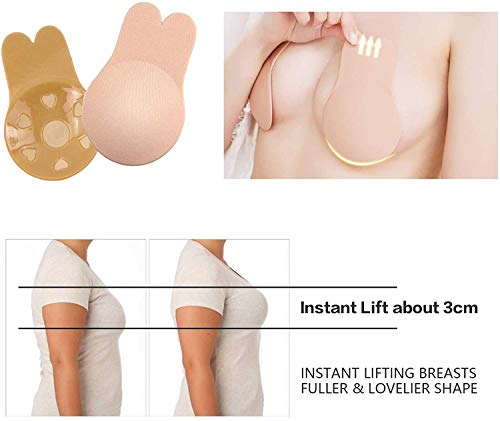 Timistar Invisible Adhesive Bras, 2 Pairs Breast Lift Pasties, Instant Breast Lift Tape Silicone Sticky Bra Beige Medium A/B #TOP5