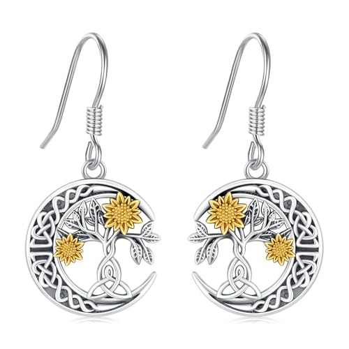 Boucles d'oreilles tournesol en larmes de nacre pour l'été