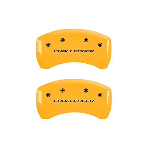 Image of MGP Caliper Covers - Brake Caliper Covers for 2011-2023 Dodge Challenger & 2011-2023 Dodge Charger (Requires Dual Piston Front Caliper) Front and Rear Set (Yellow, Challenger)