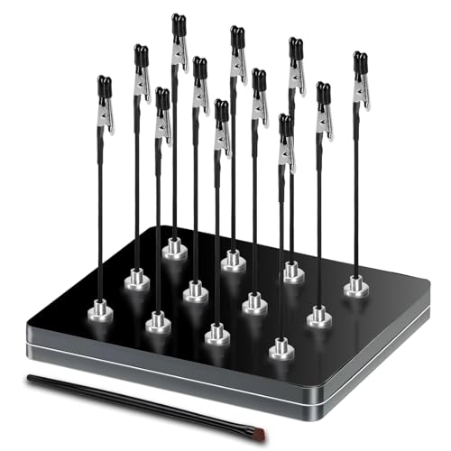 Troisième main professionnelle avec base magnétique. 12 pinces crocodiles flexibles, 1 brosse et 1 base en fer - Idéal pour les aides à souder, les accessoires de modélisme et les supports de platine
