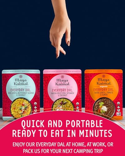 Image of Maya Kaimal Foods - Organic Indian Everyday Dal Variety Pack No. 2 - 10oz 3 flavors, 2 Each - Red Lentil, Black Lentil, & Green Split Pea - Vegan