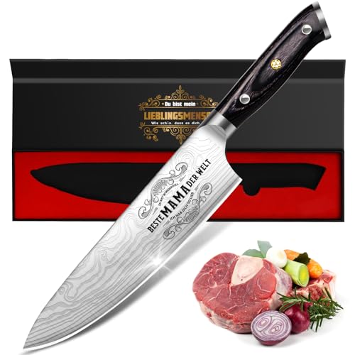 Küchenmesser Scharf Muttertagsgeschenk Geschenke für Mama - 34 Cm Kochmesser Profi Messer, Cool Muttertag Geschenk Geburtstag Geschenkideen für Mutter Frauen Oma, Edelstahl Ergonomischer Fleischmesser 1