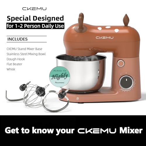 Image of Stand Mixer, Compact & Space-Saving, Stainless Steel Bowl, Unique & Playful Design, Effcient 300W Motor, Dishwasher-Safe Attachments, SM-2549A (Brown)