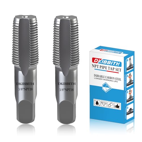 DKIBBITH 2-Piece 3/8 NPT Pipe Tap Set Carbon Steel Hand Threading Tool for Assorted Plumbers Mechanics DIY Thread cutting tools.