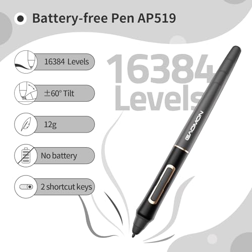 Bluetooth Drawing Tablet GAOMON WH851 8 x 5 inches Graphics Tablet, Digital Art Tablet Supports 16384 Levels, Intuitive Dial with 8 Shortcut Keys, Type-C Port, Work with Windows & Android & Mac - Image 3