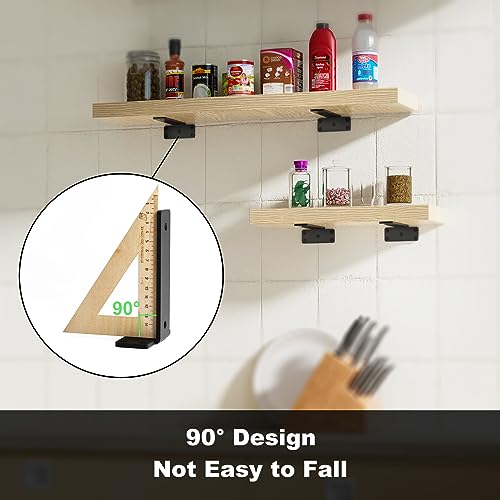 6 Pack Floating Shelf Brackets 6 Inches Decorative Industrial Shelf Bracket,Black Heavy Duty Floating Shelf Hardware Wall Mount Hidden Metal Brackets Supports 150lb - Thumbnail 2