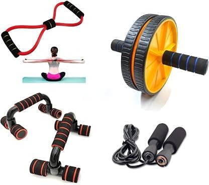 Abs Roller Push UP Bar Resistance Tube skipping Rop (Fitness combo) home workout Gym Kit For Men &Women (B0CRRHSPBY) Amazon Price History, Amazon Price Tracker