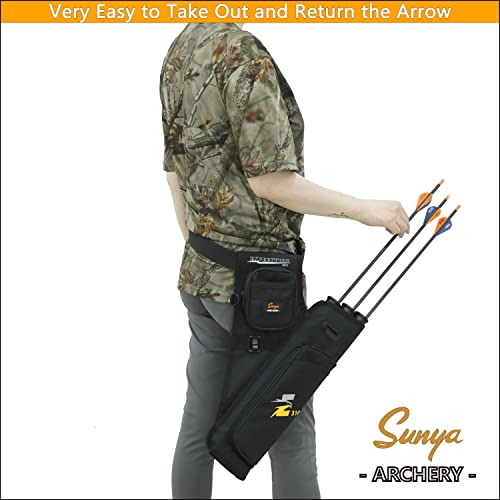 Sunya Archery Hip Quiver For Arrows. Includes 3 Tubes, Tab And Release Pockets And Nylon Belt. Fit For Target Archery (Black) #TOP1