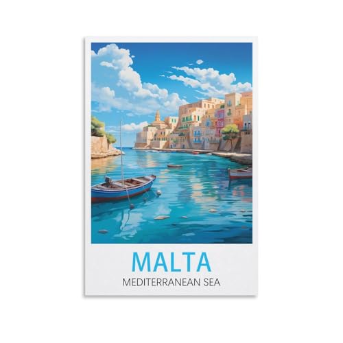 HXHNFERR Poster de voyage vintage de Malte 20 x 30 cm sur toile pour décoration de chambre à coucher