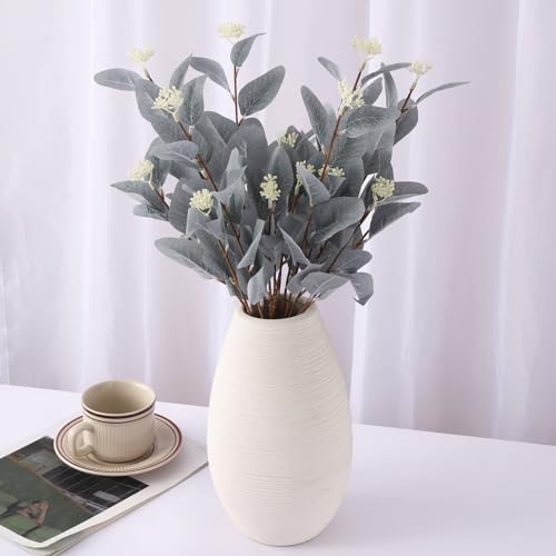 Image of TIED RIBBONS Pack of 6 Artificial Eucalyptus Flowers Bunches for Vase Pot Home Decoration (Green) for Home Decor Living Room Side Table Centerpiece (Vase not Included)