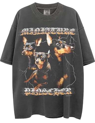 Miniature Pinscher Washed & Oversized Heavyweight Shaka-Wear Heavy Metal Drop Shoulder Tshirt