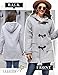 HEEKPEK Womens Sherpa Lined Coats Winter Warm Fashion Horn Button Fleece Thicken Hooded Casual Jackets Long Sleeve Outerwear(Light Grey,S)