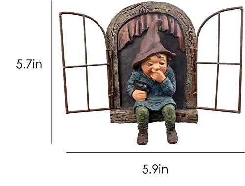 Vomiceak Garden Gnome Statue, Elf Out The Door Tree Hugger -5.9 Inch, Funny Garden Tree Decoration, Patio Yard Lawn Porch Decoration #TOP5