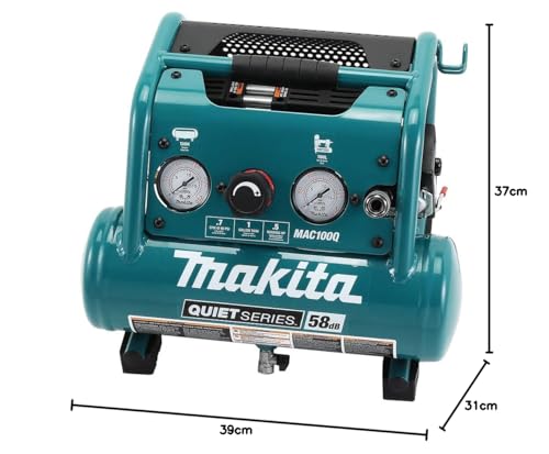 Makita MAC100Q Quiet Series, 1/2 HP, 1 galão compacto, sem óleo, compressor de ar elétrico