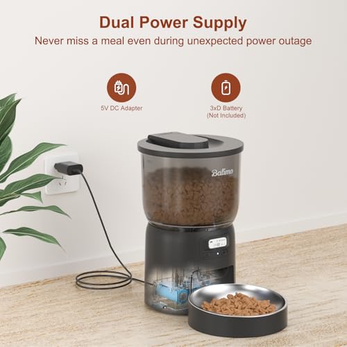 Futterautomat Katze 3L, Katzenfutter Automat mit Programmierbarer Timer, Futterautomaten für Katzen und Hunde,1 bis 6 Mahlzeiten pro Tag, mit Edelstahlschüssel, Schwarz – Bild 5