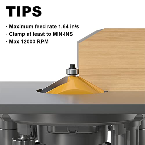 Image of 60 Degree Chamfer Router Bit with 9 /16 Inch Cutting Length,1 /2 Inch Shank Carbide Edge Forming Bevel Router Bit with Bearing, Chamfer Bit Miter Angle Milling Cutters Tool