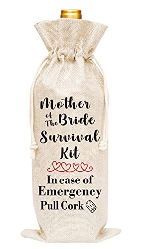 Product Image of the Huastatewolf Mother Of The Bride Wine Gift Bags, Burlap Wine Bottle Cover Bag For Wedding, Engegement Party, Party Favors, 1 Pc (A33)