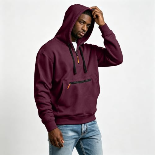 Big and Tall Hoodies for Men Quarter Zip Pullover Hooded Sweatshirt - image 8