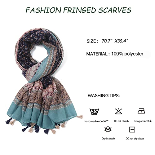 Yeieeo Lightweight Women's Fashion Floral Boho Soft Blanket Oversized Fringed Scarf Wraps Shawl(Floral 10) #TOP2