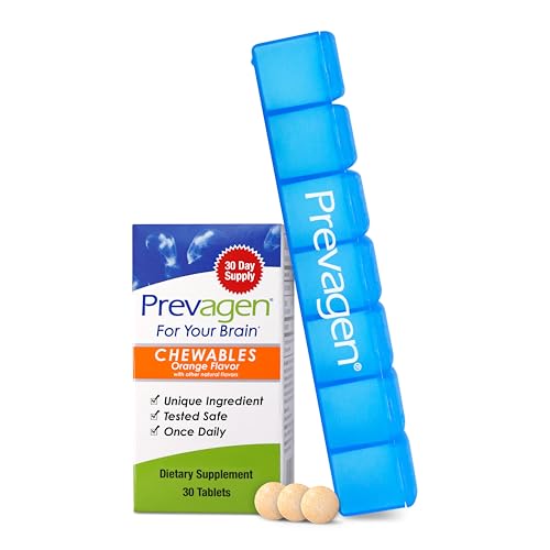 Prevagen Regular Strength 10mg, 30 Chewables |Orange| with Apoaequorin & Vitamin D & Prevagen 7-Day Pill Minder -  Quincy Bioscience Holding Company, Inc.
