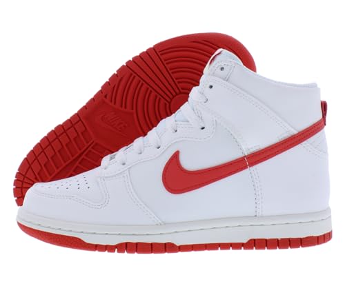 Nike Dunk High GS Boys Shoes Size 4, Color: White/Red-White