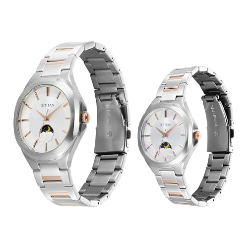 Image of Titan Modern Bandhan Quartz Analog Silver Dial Pair Watches