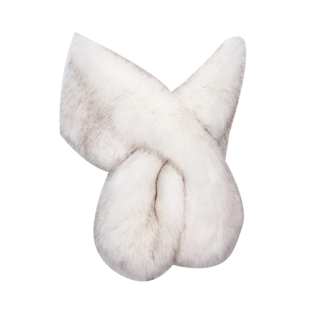 PengGengA Faux Fur Shawls for Women Warm Long Shrug Wraps Plain Wedding Cape for Bridal & Bridesmaid (White Coffee, One Size)