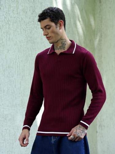 Image of Kvetoo Full Sleeve Winter Wear Woolen Collar Polo Sweater for Men