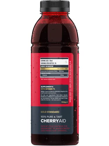 Wellgard Tart Cherry Juice, CherryAid 100% Concentrated Montmorency Cherry Juice 500ml, Sour Cherry, Made in UK