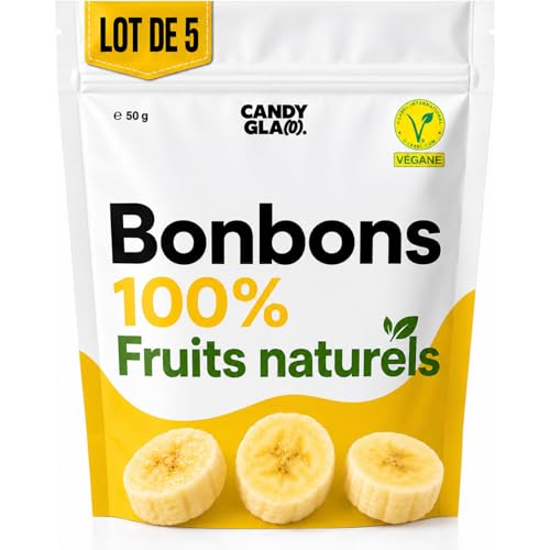 Bonbons Gummies Banane Sans Sucre Ajouté – 100% Fruits – Vegan, Sans Gluten – Riches en Fibres – Snack Naturel et Sain – Bonbon Vegan Sans Colorants...