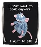 Respectueux de la nature Enigmae Remy Doesnt Want to Cook Anymore Mouse Sac de Sport en Coton avec Cordon de Serrage Sport Cotton Black Bag