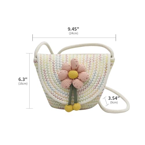 Crossbody Bags for Women Cotton Cross Body Purses Cute Handbags Flower Shoulder Bag Satchel Phone Wallet Multi(Pink Flower)2